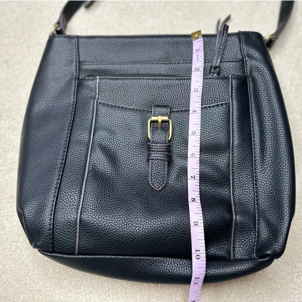 St John's Bay: Black Leather Cross Body Purse